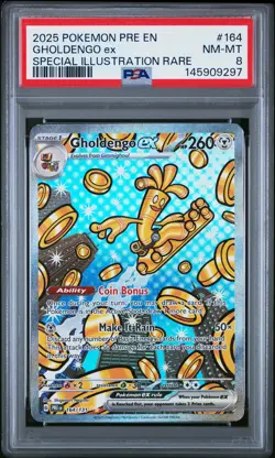 2025 POKEMON PRISMATIC EVOLUTIONS SPECIAL ILLUSTRATION RARE GHOLDENGO EX PSA 8 - Image 1