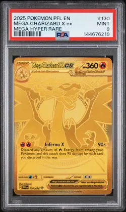 2025 POKEMON PFL EN-PHANTASMAL FLAMES MEGA HYPER RARE MEGA CHARIZARD X EX PSA 9 - Image 1