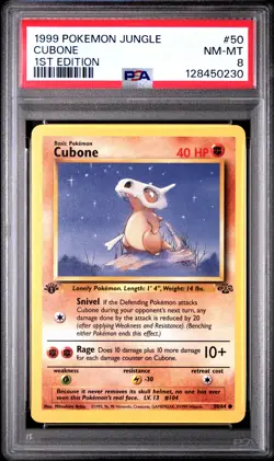 1999 POKEMON JUNGLE 1ST EDITION #50 CUBONE PSA 8 - Image 1