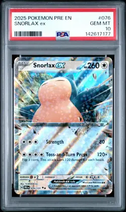 2025 POKEMON PRE EN-PRISMATIC EVOLUTIONS #076 SNORLAX EX PSA 10 - Image 1