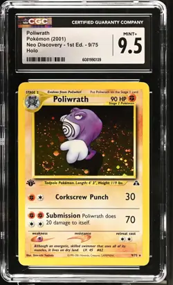2001 Pokemon Neo Discovery Poliwrath Holo 9/75 1st Edition CGC 9.5 #9/75 - Image 1