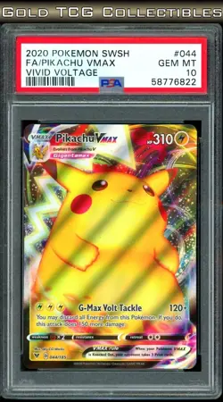 PSA 10 ⭐ Pokemon Pikachu VMAX 044 Vivid Voltage Full Art Graded Card - Image 1