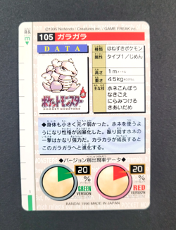 1996 Bandai Carddass #105 MAROWAK - Japanese Pokemon Card ~HP - Image 2