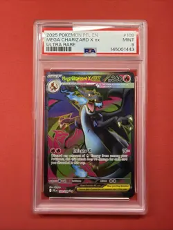 2025 POKEMON PFL EN-PHANTASMAL FLAMES ULTRA RARE #109 MEGA CHARIZARD X EX PSA 9 - Image 1