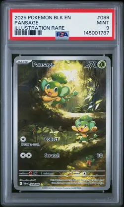 2025 POKEMON BLK EN-BLACK BOLT ILLUSTRATION RARE #089 PANSAGE PSA 9 - Image 1