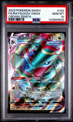 PSA 10 RAYQUAZA VMAX 102/159 FULL ART CROWN ZENITH POKEMON TCG GEM MT - Image 1