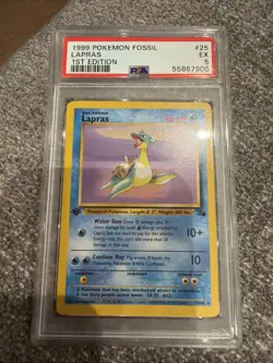 1999 POKEMON FOSSIL 1ST ED #25 LAPRAS PSA 5 - Image 1