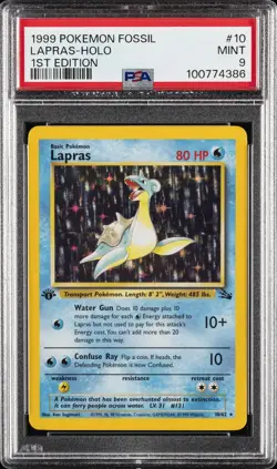 1999 POKEMON FOSSIL 1ST EDITION #10 LAPRAS-HOLO PSA 9 - Image 1