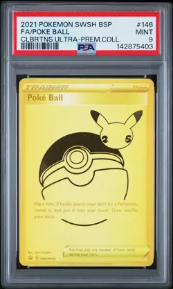 2021 POKEMON SWSH BLACK STAR PROMO #146 FULL ART/POKE BALL PSA 9 - Image 1