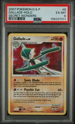 2007 POKEMON DIAMOND & PEARL SECRET WONDERS #6 GALLADE-HOLO PSA 6 - Image 1
