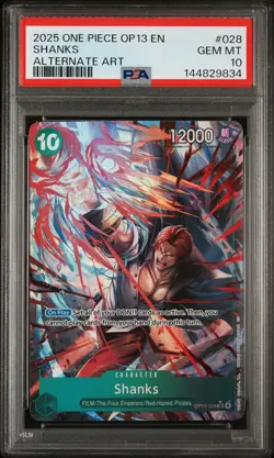 2025 ONE PIECE OP13-CARRYING ON HIS WILL ALTERNATE ART #028 SHANKS PSA 10 - Image 1
