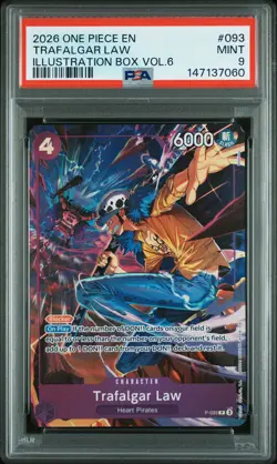 2026 ONE PIECE PROMOS ILLUSTRATION BOX VOL.6 #093 TRAFALGAR LAW PSA 9 - Image 1
