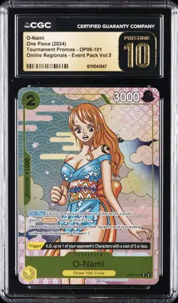 2024 ONE PIECE TOURNAMENT PROMOS #OP06-101 O-NAMI CGC 10 PRISTINE - Image 1