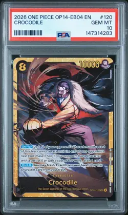 2026 ONE PIECE OP14-EB04-THE AZURE SEA'S SEVEN #120 CROCODILE PSA 10 - Image 1