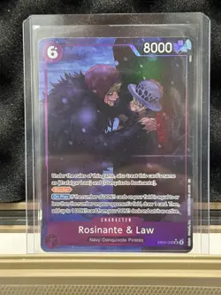 One Piece Rosinante & Law EB04-038 8000 Power 6 Cost Blocker Character Card - Image 1