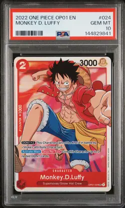 2022 ONE PIECE OP01-ROMANCE DAWN #024 MONKEY D. LUFFY PSA 10 - Image 1