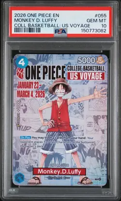2026 ONE PIECE PROMOS COLLEGE BASKETBALL: US VOYAGE MONKEY D. LUFFY PSA 10 - Image 1