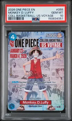 2026 ONE PIECE PROMOS COLLEGE BASKETBALL: US VOYAGE MONKEY D. LUFFY PSA 10 - Image 1