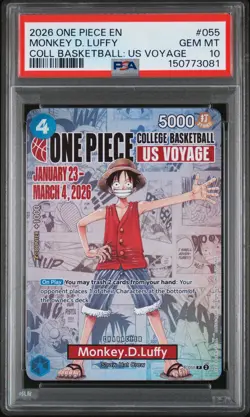 2026 ONE PIECE PROMOS COLLEGE BASKETBALL: US VOYAGE MONKEY D. LUFFY PSA 10 - Image 1