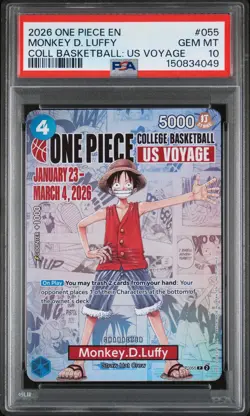2026 ONE PIECE PROMOS COLLEGE BASKETBALL: US VOYAGE MONKEY D. LUFFY PSA 10 - Image 1