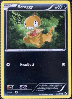 Scraggy 68/114 Black & White Regular - Pokemon Card - Image 1