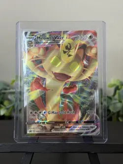 Pokemon Meowth VMAX SWSH005 Full Art Promo TCG Card - Image 1