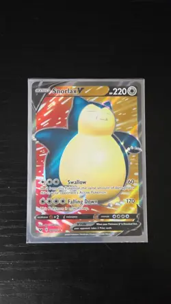 Pokemon TCG Snorlax v Full Art Holo Rare Illustration Card 197/202 2020 MP - Image 1