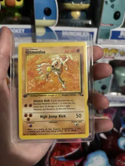 Pokemon Hitmonlee Fossil 1st Edition Rare 22/62 Regular 60 HP TCG Card 1999 - Image 1