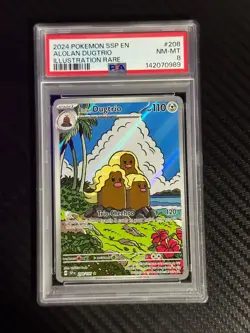 2024 POKEMON SURGING SPARKS ILLUSTRATION RARE ALOLAN DUGTRIO #208 PSA 8 Card - Image 1