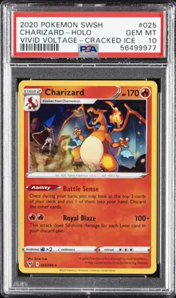 2020 POKEMON SWORD & SHIELD VIVID VOLTAGE CRACKED ICE #025 CHARIZARD-HOLO PSA 10 - Image 1