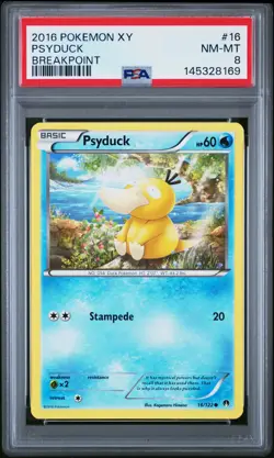 2016 POKEMON XY BREAKPOINT #16 PSYDUCK PSA 8 - Image 1