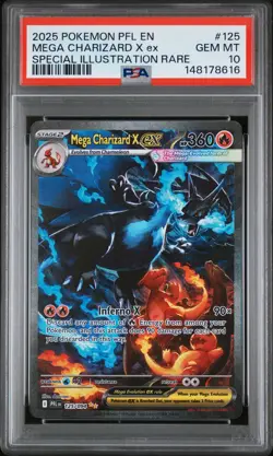 2025 POKEMON PFL SPECIAL ILLUSTRATION RARE #125 MEGA CHARIZARD X EX PSA 10 - Image 1