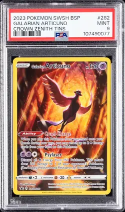 2023 POKEMON SWSH BLACK STAR PROMO CROWN ZENITH TIN #282 GALARIAN ARTICUNO PSA 9 - Image 1