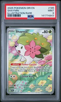 2025 POKEMON DRI EN-DESTINED RIVALS ILLUSTRATION RARE #185 SHAYMIN PSA 9 - Image 1