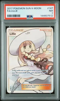 2017 POKEMON SUN & MOON #147 FULL ART/LILLIE PSA 7 - Image 1