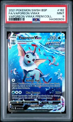 2021 POKEMON SWSH BLACK STAR PROMO #182 FULL ART/VAPOREON VMAX PSA 9 - Image 1