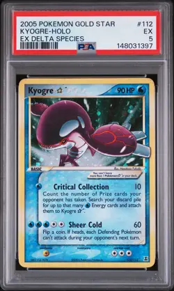 2005 POKEMON EX DELTA SPECIES GOLD STAR #112 KYOGRE-HOLO PSA 5 - Image 1