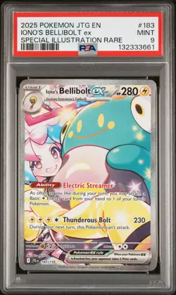 2025 POKEMON JTG SPECIAL ILLUSTRATION RARE #183 IONO'S BELLIBOLT EX PSA 9 - Image 1