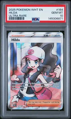 2025 POKEMON WHT EN-WHITE FLARE ULTRA RARE #164 HILDA PSA 10 - Image 1