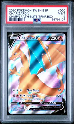 2020 POKEMON SWSH PROMOCHAMPION'S PATH ETB #050 CHARIZARD V PSA 9 - Image 1