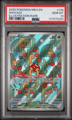 2025 POKEMON MEG EN-MEGA EVOLUTION ILLUSTRATION RARE #136 SHUCKLE PSA 10 - Image 1