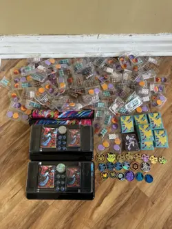 Pokemon Mega Charizard UPC Contents & LOT of Dice, Sleeves, and Coins - Image 1