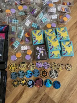 Pokemon Mega Charizard UPC Contents & LOT of Dice, Sleeves, and Coins - Image 2