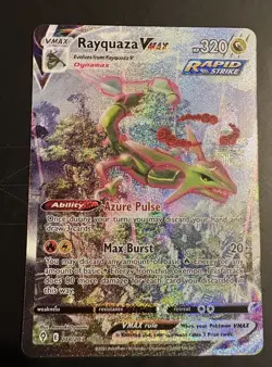 Pokemon Rayquaza VMAX Rapid Strike Secret Rare 218/203 Holo Evolving Skies Card - Image 1