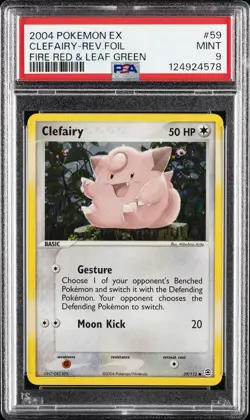 2004 POKEMON EX FIRE RED & LEAF GREEN #59 CLEFAIRY-REVERSE FOIL PSA 9 - Image 1
