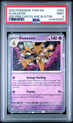 2024 POKEMON TWM EN-TWILIGHT MASQUERADE #082 ALAKAZAM PSA 9 - Image 1