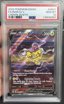 Pokemon Raikou V GG41/GG70 Crown Zenith Galarian Gallery Ultra Rare Holo PSA 10 - Image 1