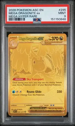 2026 POKEMON ASC EN-ASCENDED HEROES MEGA HYPER RARE #295 MEGA DRAGONITE EX PSA 9 - Image 1