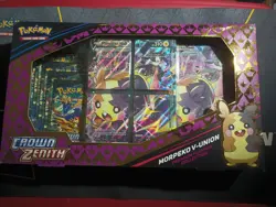 New Pokemon TCG Crown Zenith Morpeko V Union 5 Booster Pack Marnie Playmat Box - Image 1