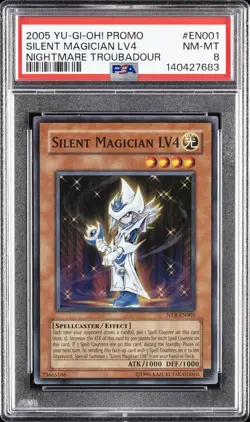 2005 YU-GI-OH! PROMO NIGHTMARE TROUBADOUR GAME #EN001 SILENT MAGICIAN LV4 PSA 8 - Image 1